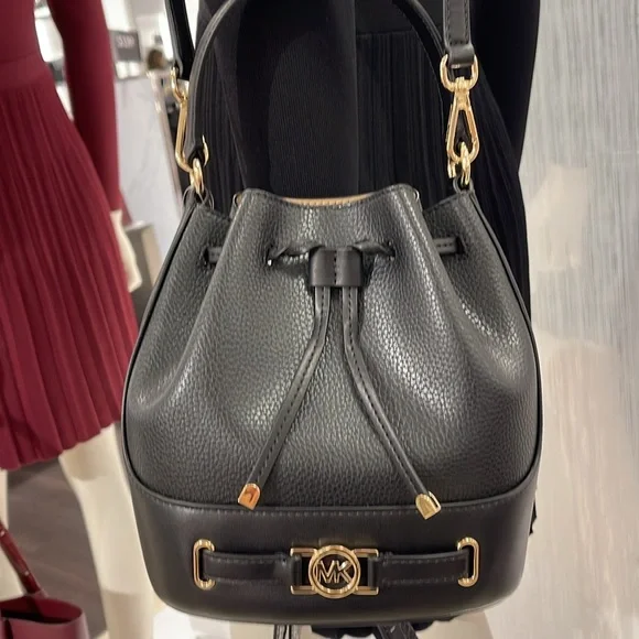 MICHAEL KORS 
Reed Medium Pebbled Leather Bucket Bag Satchel Crossbody Handbag - Picture 3 of 16